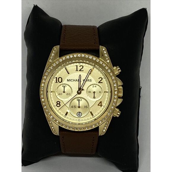 Michael Kors MK5166 Women's Brown Leather Analog Dial Quartz Genuine Watch NO138 - Picture 1 of 12
